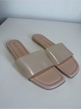 Stuart Weitzman Blush Beige Slide Sandals 7.5